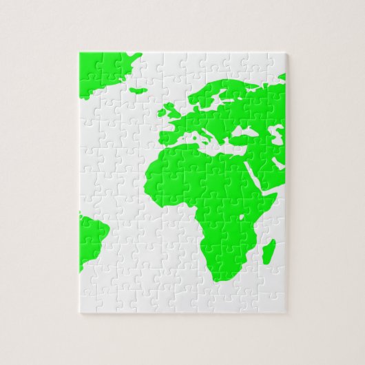 Groene witte Wereldkaart Legpuzzel (Verticaal)
