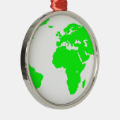 Groene witte Wereldkaart Metalen Ornament (Rechts)