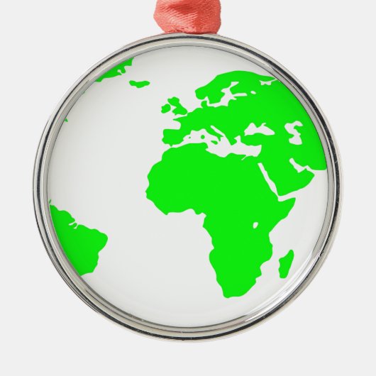 Groene witte Wereldkaart Metalen Ornament (Voorkant)
