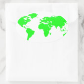 Groene witte Wereldkaart Ovale Sticker (Tas)