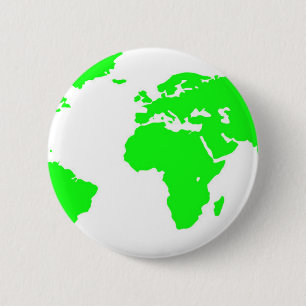 Groene witte Wereldkaart Ronde Button 5,7 Cm