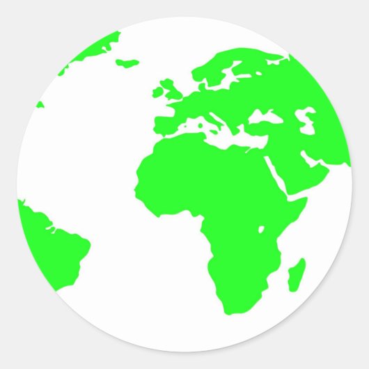 Groene witte Wereldkaart Ronde Sticker (Voorkant)