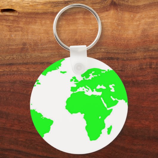 Groene witte Wereldkaart Sleutelhanger (Voorkant)