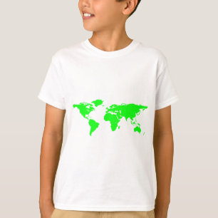 Groene witte Wereldkaart T-shirt