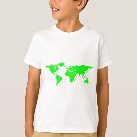 Groene witte Wereldkaart T-shirt (Voorkant)