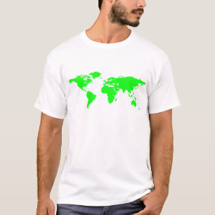 Groene witte Wereldkaart T-shirt