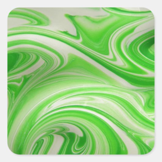 Groene & witte werveling vierkante sticker (Voorkant)