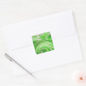 Groene & witte werveling vierkante sticker (Envelop)