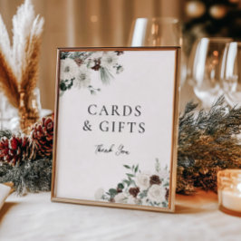 Groene Witte Winter Bloemen Kaarten en Geschenken Poster