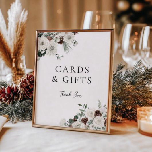 Groene Witte Winter Bloemen Kaarten en Geschenken Poster