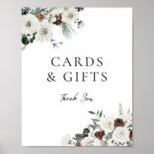 Groene Witte Winter Bloemen Kaarten en Geschenken Poster (Voorkant)