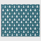 Groene Witte Winter Kerstbomen Cadeaupapier (Vlak)