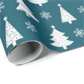 Groene Witte Winter Kerstbomen Cadeaupapier (Rol Hoek)