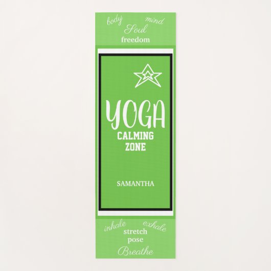 Groene witte Yoga Calming Zone Yogamat (Voorkant)