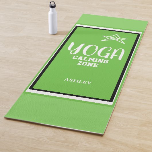 Groene witte Yoga Calming Zone Yogamat (In situ)