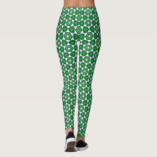 Groene witte yogabroek Workout leggings (Achterkant)