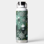 GROENE WITTE ZILVEREN KERSTFEESTVERSIERINGEN WATERFLES (Achterkant)