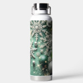 GROENE WITTE ZILVEREN KERSTFEESTVERSIERINGEN WATERFLES (Achterkant)