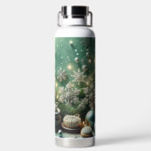 GROENE WITTE ZILVEREN KERSTFEestVERSIERINGEN Waterfles (Achterkant)