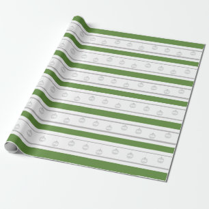 Groene, witte, zilverstreep met siervoorwerpen cadeaupapier