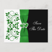 Groene, witte, zwarte Floral sparen de Datum Post  Aankondigingskaart (Voorkant)