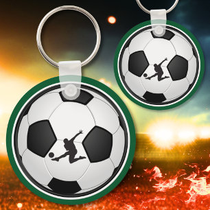 Groene, Witte, Zwarte Gepersonaliseerde Voetbal Sl Sleutelhanger