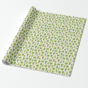 Groene woestijncactus: naadloze Waterverf Cadeaupapier
