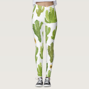 Groene woestijncactus: naadloze Waterverf Leggings