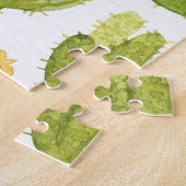 Groene woestijncactus: naadloze Waterverf Legpuzzel (Zijkant)