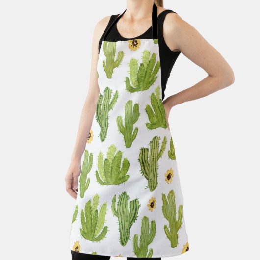 Groene woestijncactus: naadloze Waterverf Schort (Insitu)