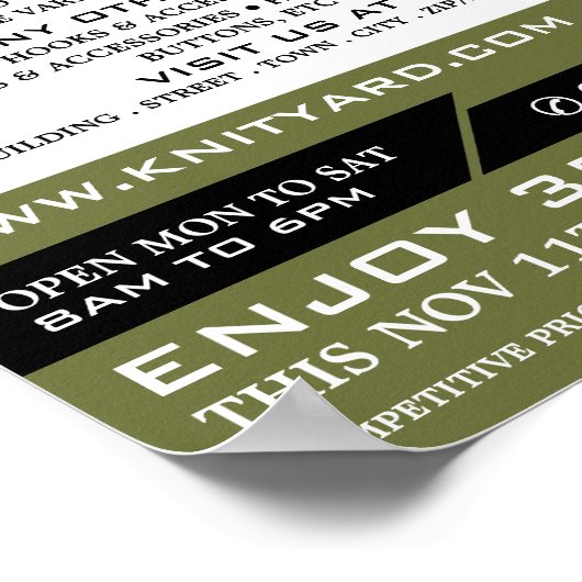 Groene Wol Winkel, Knitting Store, Garn Store Poster (Hoek)