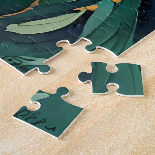 Groene wolf in het bos puzzel (Zijkant)