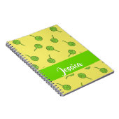 Groene wolrollen op geel notitieboek (Rechterzijde)