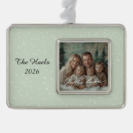 Groene wonderen van zijn liefde kerstversiering verzilverd omlijst ornament (Voorkant)