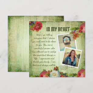 Groene Wooden Floral Romantic Love Letter