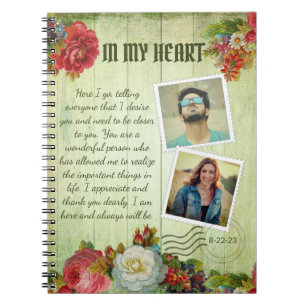  Groene Wooden Floral Romantic Love Letter Notitieboek