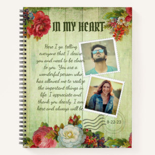  Groene Wooden Floral Romantic Love Letter Notitieboek