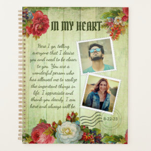 Groene Wooden Floral Romantic Love Letter Planner