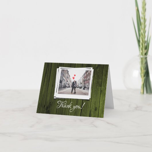 Groene Wooden Foto bedankt jullie kaarten (Voorkant)