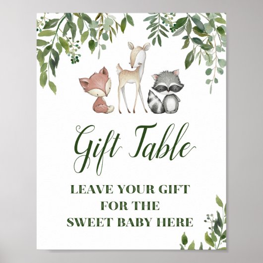 Groene Woodland Table Sign - Cadeaubord 8x10 Poster (Voorkant)