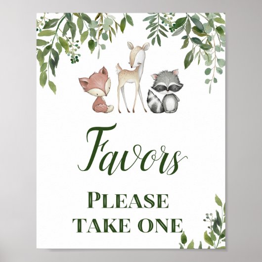 Groene Woodland Table Sign - Favors Sign 8x10 Poster (Voorkant)
