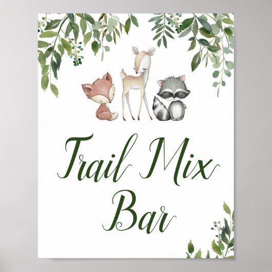 Groene Woodland Table Sign - Trail Mix Bar 8x10 Poster (Voorkant)
