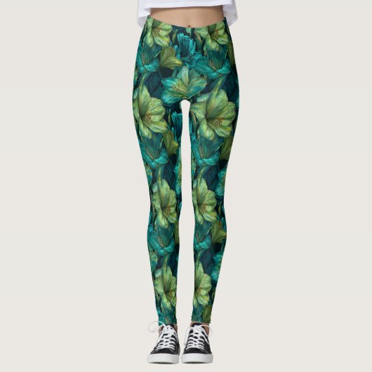 Groene Workout Amaryllis Esthetische Moederdag Ges Leggings (Voorkant)