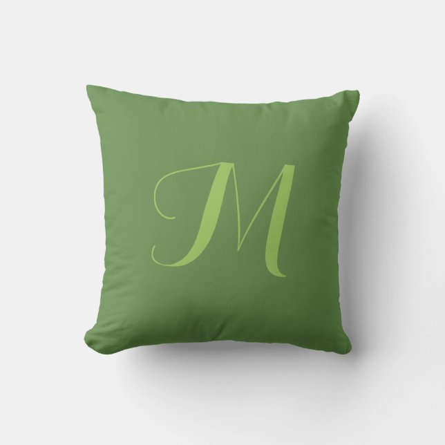 Groene Worpkussen - Limoen Monogram Personaliseer Kussen (Voorkant)