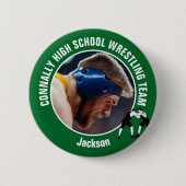 Groene worstelteam foto middelbare school worstela ronde button 5,7 cm (Voorkant)