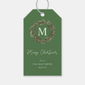 Groene Wreate Monogram Gift Labels Cadeaulabel (Voorkant)