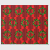 Groene Wreaten voor Rode Kerstmis Cadeaupapier (Vlak)