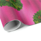 Groene Wreaten voor Roze Kerstmis Cadeaupapier (Rol Hoek)