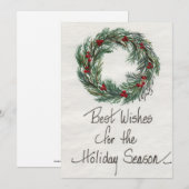  Groene Wreater Beste Wishes Geschilderd  Feestdagenkaart (Voorkant / Achterkant)
