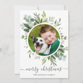 Groene Wreater Custom Text Holiday Photo Card Feestdagenkaart (Voorkant)